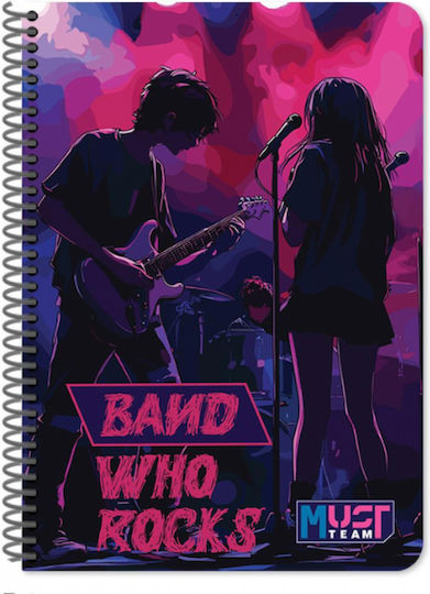 Must Team Spiral School Notebooks Ruled A4 120 Paper Sheets 4 Subjects Rock 4 Pieces