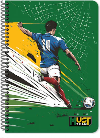 Must Team Spiral School Notebooks Ruled A4 60 Paper Sheets 2 Subjects Player 8 Pieces