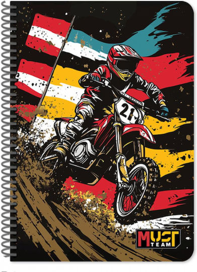 Must Team Spiral School Notebook Ruled B5 90 Paper Sheets 3 Subjects Limits