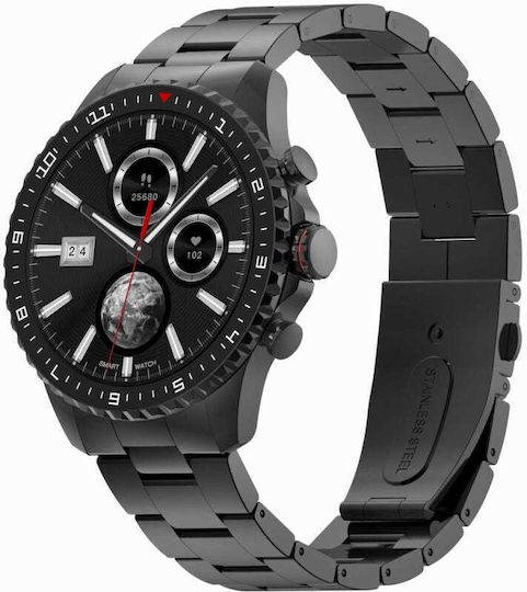 Gravity GT16-2 48mm Smartwatch mit Herzfrequenzsensor (Schwarz)