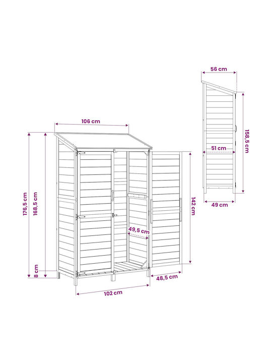 Wooden Garden Shed White M1.065xW0.56xH1.76m