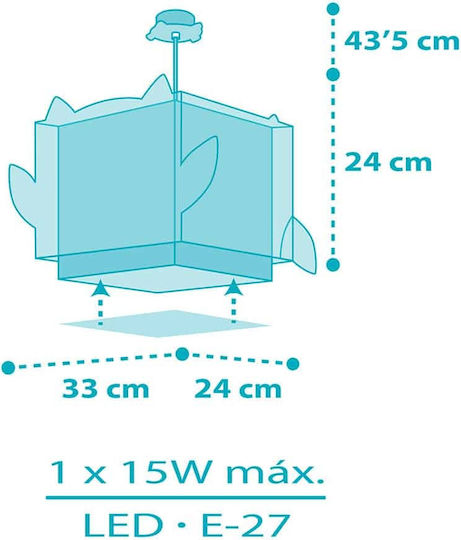 Ango Little Single-Light Kids Ceiling Light Hanging Made of Plastic 15W with E27 Base Turquoise 33x24cm