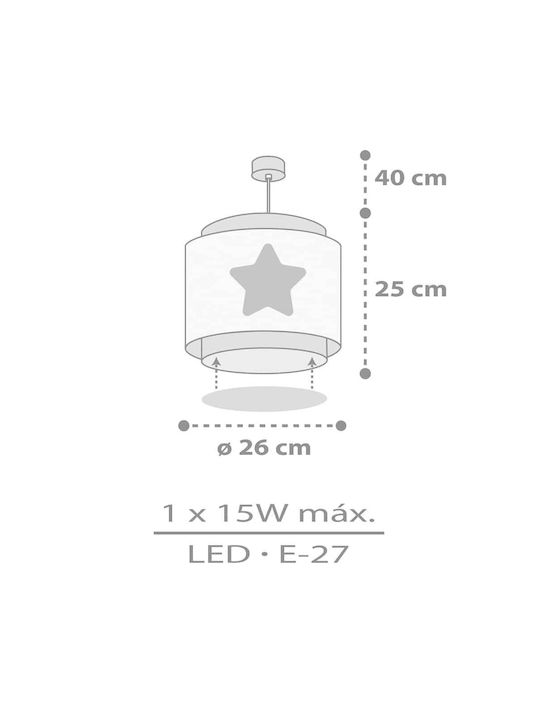 Ango Baby Dreams Einfaches Licht Kinderzimmer-Deckenleuchte aus Kunststoff 15W mit E27-Fassung Blau 26x26cm