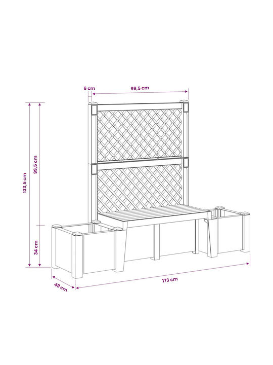 Outdoor Bench Made of Polypropylene 173x49x135.5cm