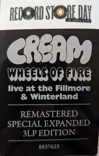 Cream 2 Wheels Fire Live At Fillmore & Winterland Vinyl