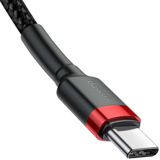 Baseus Cafule Cablu Braided USB 2.0 USB-C Mascul - USB-C 60W Roșu 2m