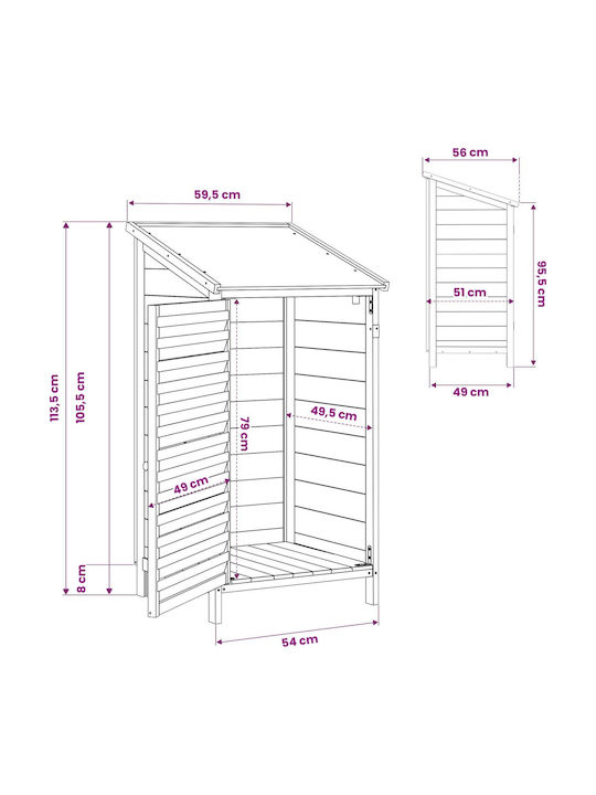 Wooden Garden Shed M0.59xP0.56xH1.135m