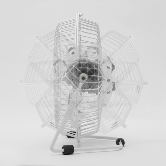 Mini Ventilator De Birou Usb 5v Reglabil Compact Silențios Metalic Alb 18 Cm