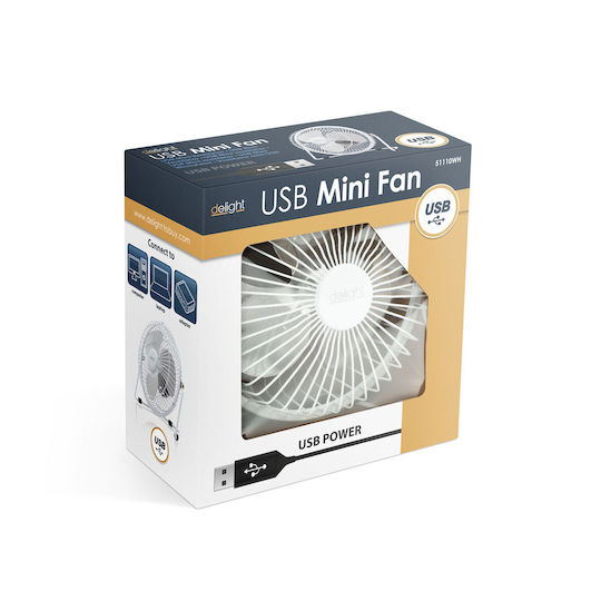 Mini Ventilator De Birou Usb 5v Reglabil Compact Silențios Metalic Alb 18 Cm