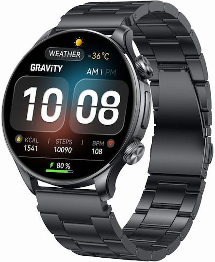 Gravity GT35-2 50mm Smartwatch με Παλμογράφο (Black)