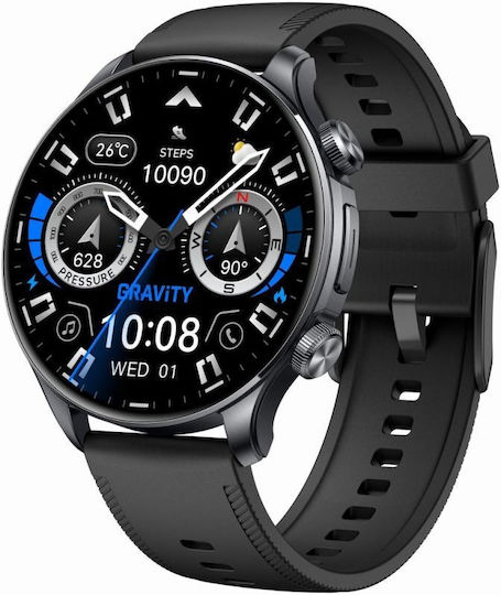 Gravity GT35-2 50mm Smartwatch με Παλμογράφο (Black)