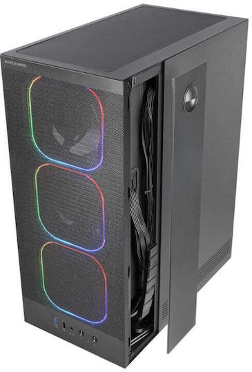 Tacens MARS MC-NEBULA Gaming Midi-Turm Computergehäuse mit Seitenfenster und ARGB-Beleuchtung Schwarz