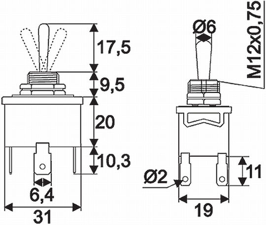 Комплект 5 Dpdt On-off-on 10a 250v Лостови Превключватели Метален Панел Комплект 5 Бройки