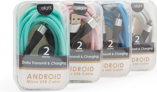 Microusb Cable 2m Silicone Charging Data Transfer 2a Compatible Android Cameras Mp3