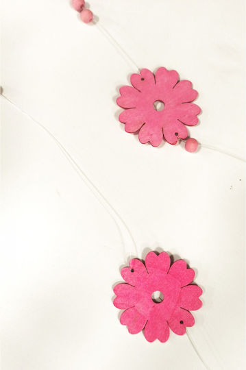 Wooden Pink Flower Garland 90cm