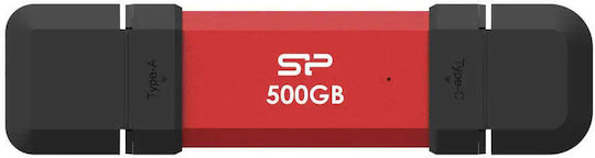 Silicon Power Ds72 500GB USB 2.0 Stick με σύνδεση USB-A & USB-C Κόκκινο