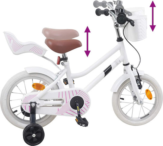 vidaXL 14" Детско Колело BMX Бяло