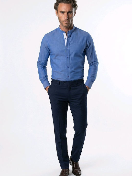 Langärmeliges Herrenhemd Blau