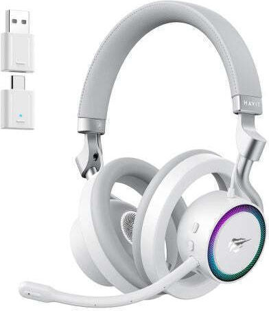 Havit Fuxi-H8 Wireless On Ear Gaming Headset with 3.5mm / USB Connection White for Nintendo Switch / PC / PS4 / PS5