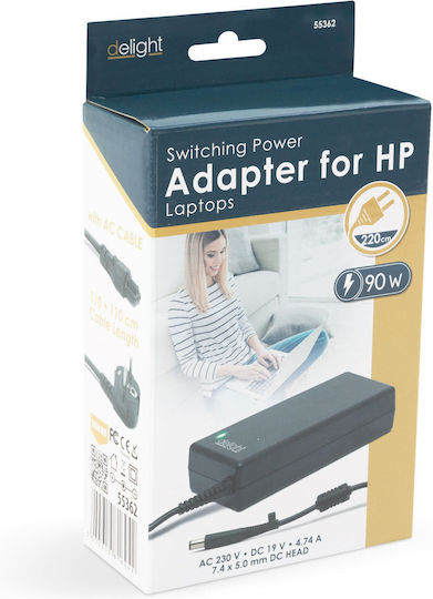 Încărcător Laptop Hp 90w 19v 4.5a 110-240v 7.4x5.0mm Mufă Negru