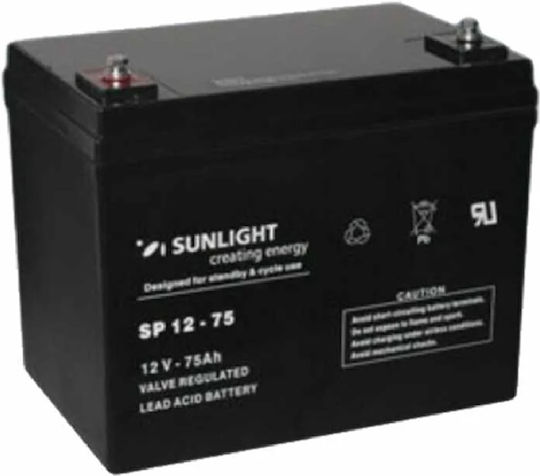 SunLight Μπαταρία UPS με Χωρητικότητα 78Ah και Τάση 12V SPB12-75 1τμχ