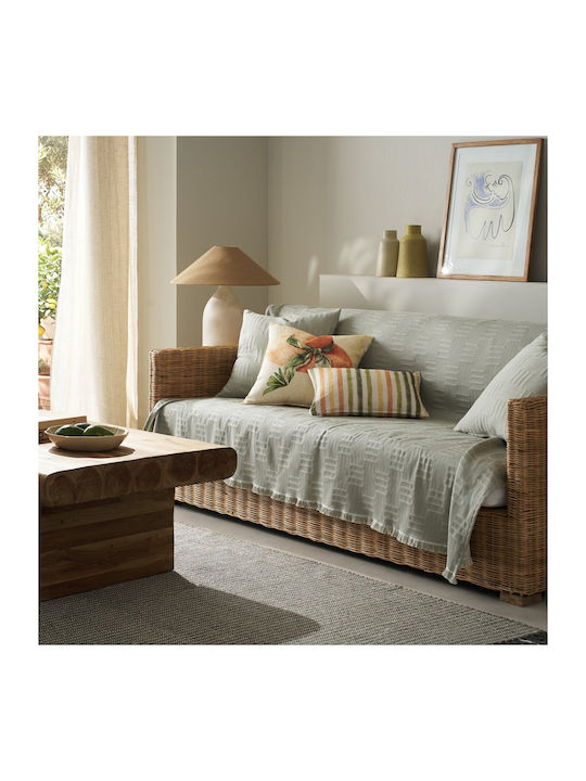 Gofis Home Calyra Four-Seater Sofa Jacquard Throw 180x350cm Smoke Green