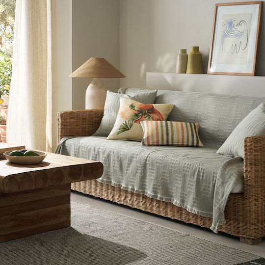 Gofis Home Calyra Four-Seater Sofa Jacquard Throw 180x350cm Smoke Green