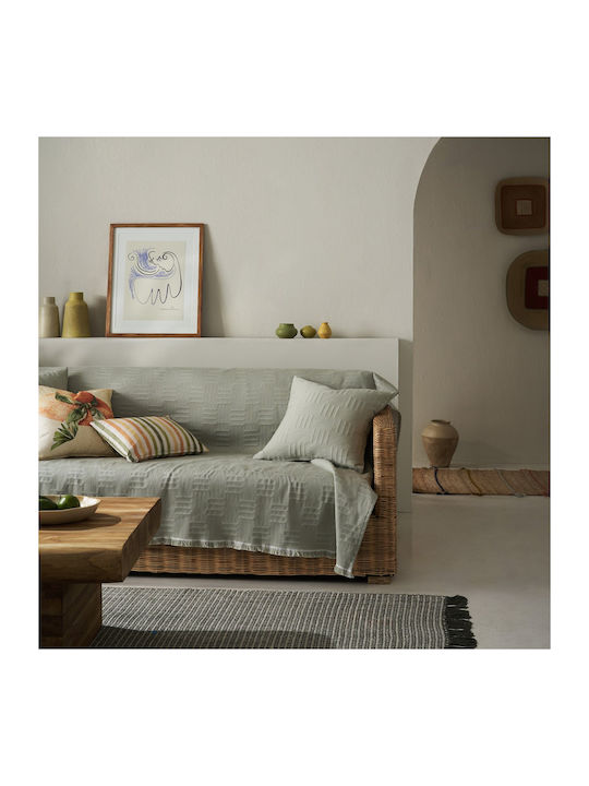 Gofis Home Calyra Four-Seater Sofa Jacquard Throw 180x350cm Smoke Green