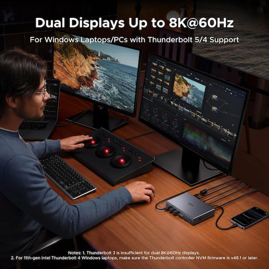 Ugreen U712 USB-C Dockingstation mit DisplayPort Ethernet Grau