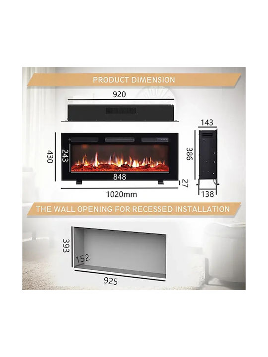 Pan100el Electric Fireplace 100cm