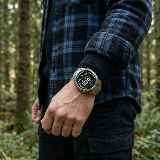 Gravity GT42-4 Stainless Steel 53mm Smartwatch με Παλμογράφο (Graphite)