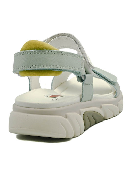 Leder Flache Damen Sandalen Hellblau