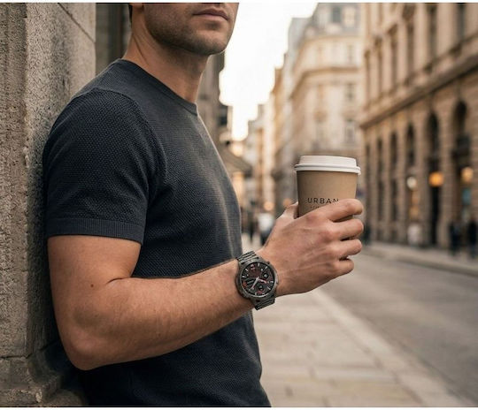 Gravity GT42-5 Неръждаема Стомана 53мм Смарт Часовник с Пулсомер Черен
