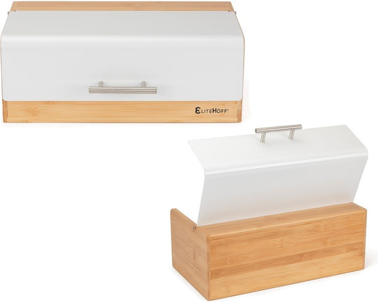 Elitehoff Brotkasten mit Deckel aus Bambus Weiß 36x20cm