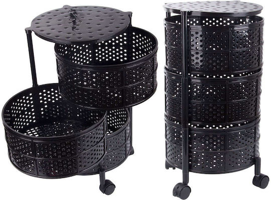 Verk Group Kitchen Cart Metallic 3 Tiers Black 34x34x55cm