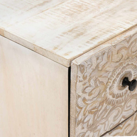 Μπουφές Ξύλινος με Συρτάρια Λευκό 120x33x75cm