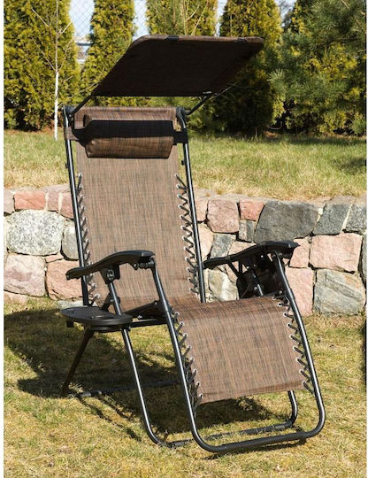 Saska Garden Center Lounger-Armchair Beach with Recline Multiple Slots Brown Waterproof 175x65x110cm