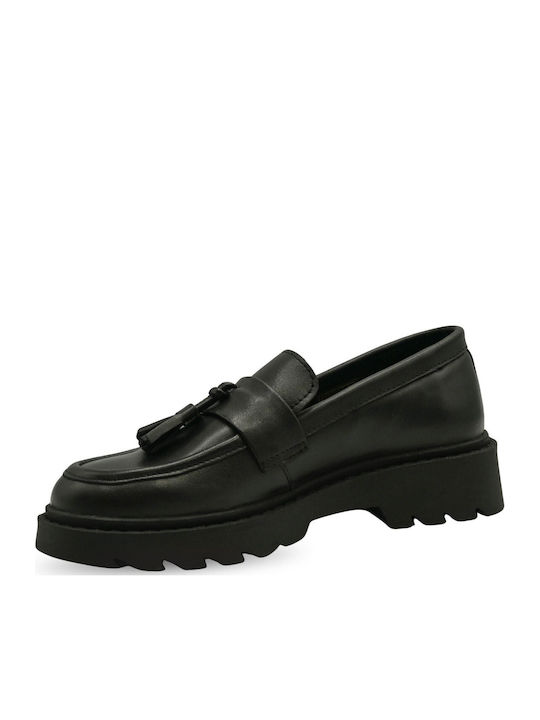 Leather Women's Loafers in Black Colour