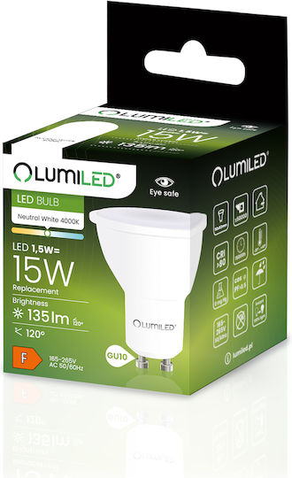 Lumiled Λάμπα LED 1.5W για Ντουί GU10 και Σχήμα PAR16 Φυσικό Λευκό 135lm