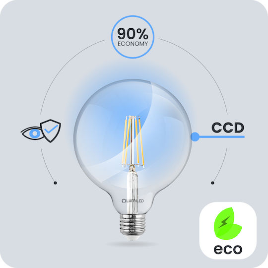 Lumiled Λάμπα LED 8W για Ντουί E27 και Σχήμα G95 Θερμό Λευκό 880lm