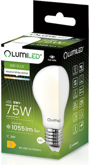 Lumiled Λάμπα LED 8W για Ντουί E27 και Σχήμα A60 Φυσικό Λευκό 1055lm