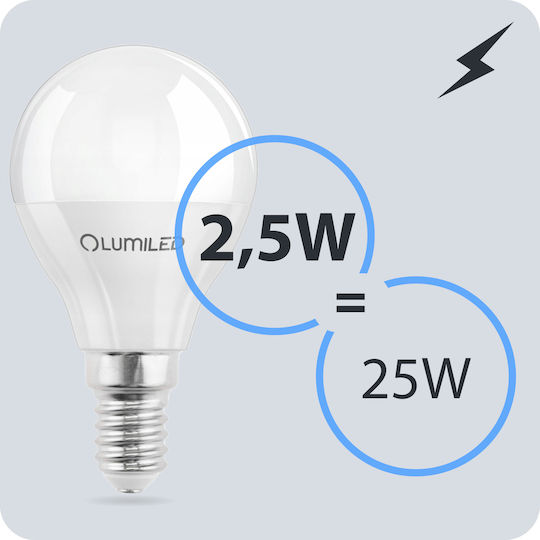 Lumiled Bec Bec LED 2.5W Pentru Bază De Bec E14 și Formă P45 Alb Rece 249 Lumen