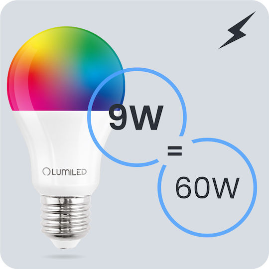Lumiled Λάμπα LED 9W για Ντουί E27 και Σχήμα A60 Ψυχρό Λευκό 806lm Dimmable
