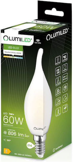 Lumiled LED Glühbirnen 7W für E14 Fassung und Form BA35 Naturweiß 806lm 6 Stück