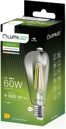 Lumiled LED Glühbirnen 8W für E27 Glühbirnensockel und Form ST64 Naturweiß 880lm 6 Stück