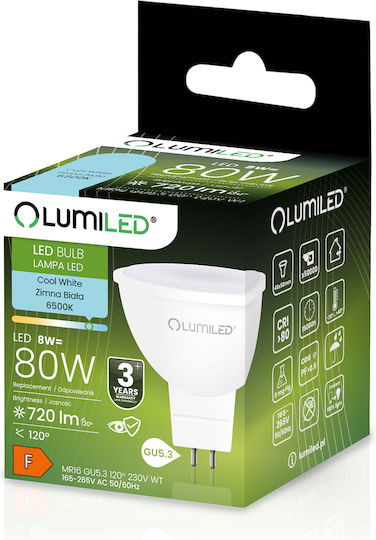 Lumiled LED Лампи 8W За Цокъл GU5.3 И Форма MR16 Хладно Бяло 720 Лумени 10 Бройки