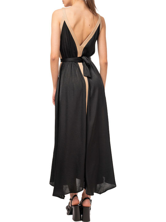 Summer Maxi Evening Satin Black Dress
