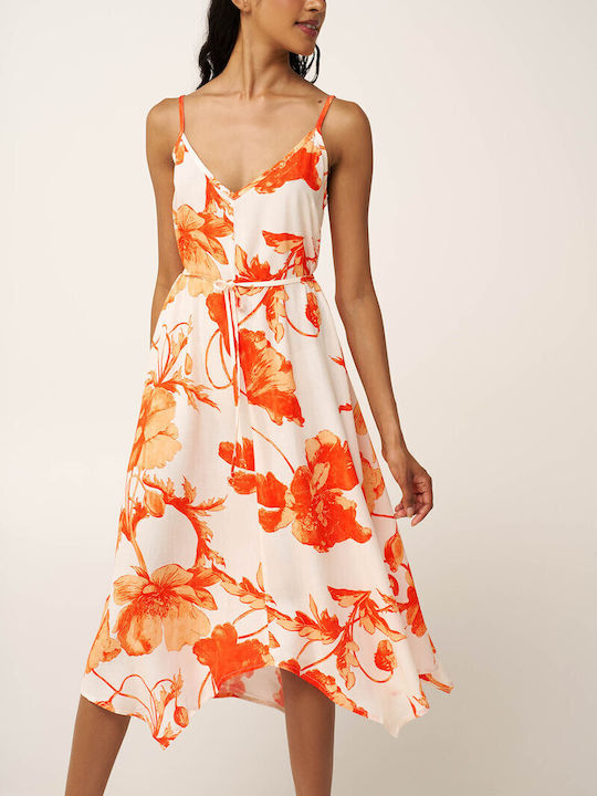 Summer Midi Slip Dress Orange