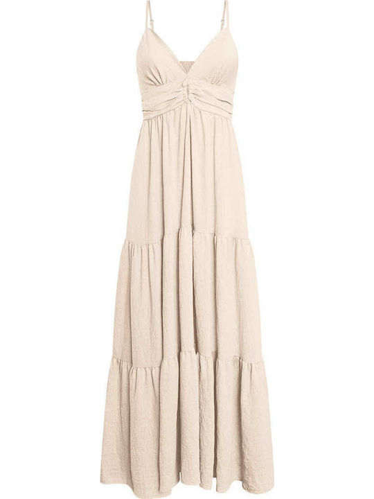 Celestino Damen Maxi Kleid Aus Baumwolle Beige