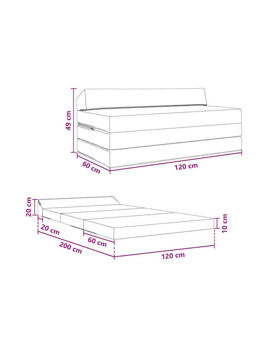 Two-Seater Couch Bed Blue 120x60x49cm